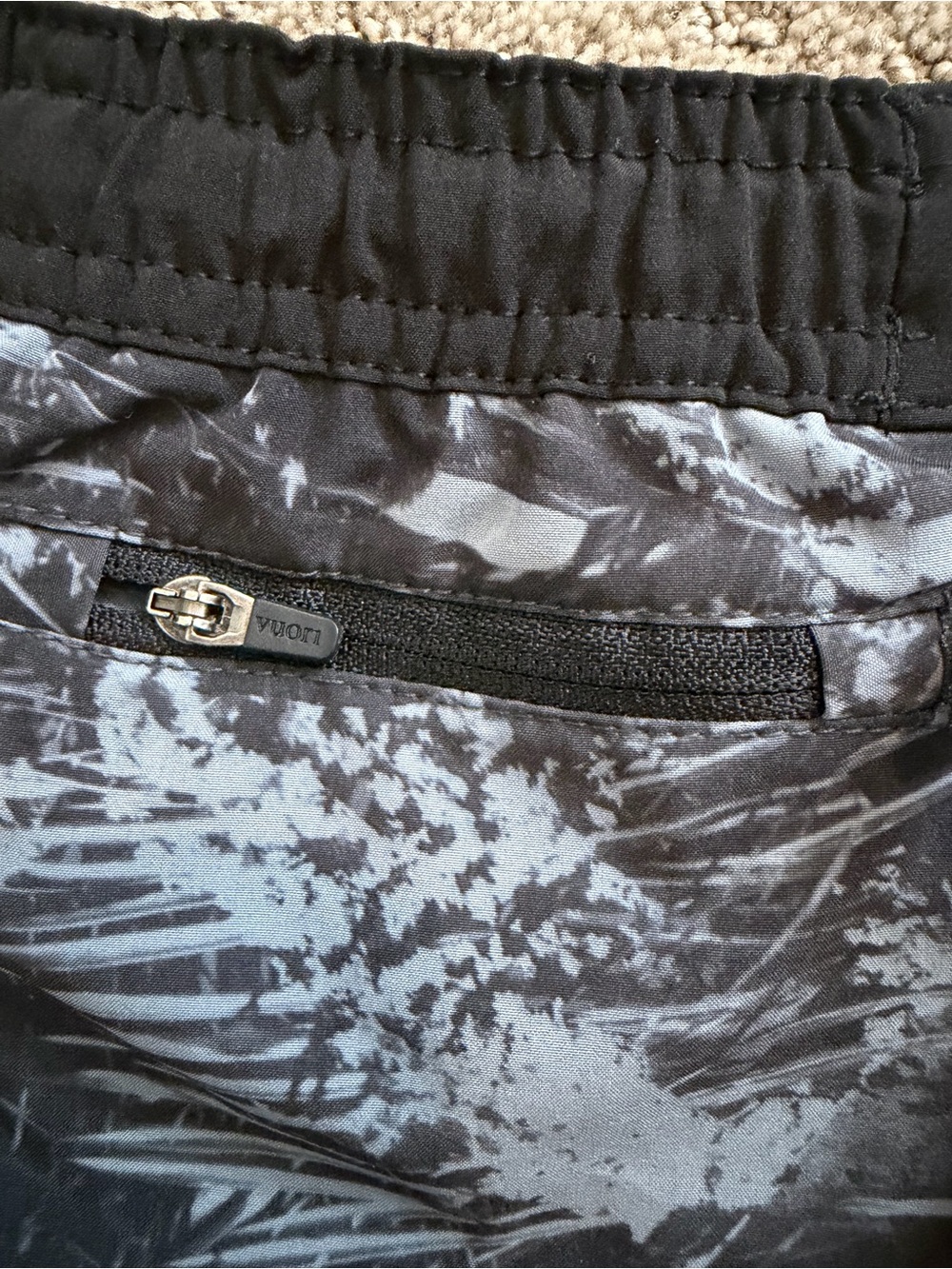 Vuori Black & Gray Printed Athletic Shorts with Drawstring - Picture 3 of 7